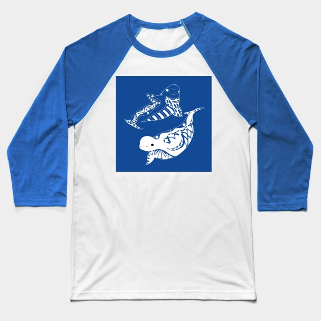 blue beluga whales in twin emotions Baseball T-Shirt by jorge_lebeau